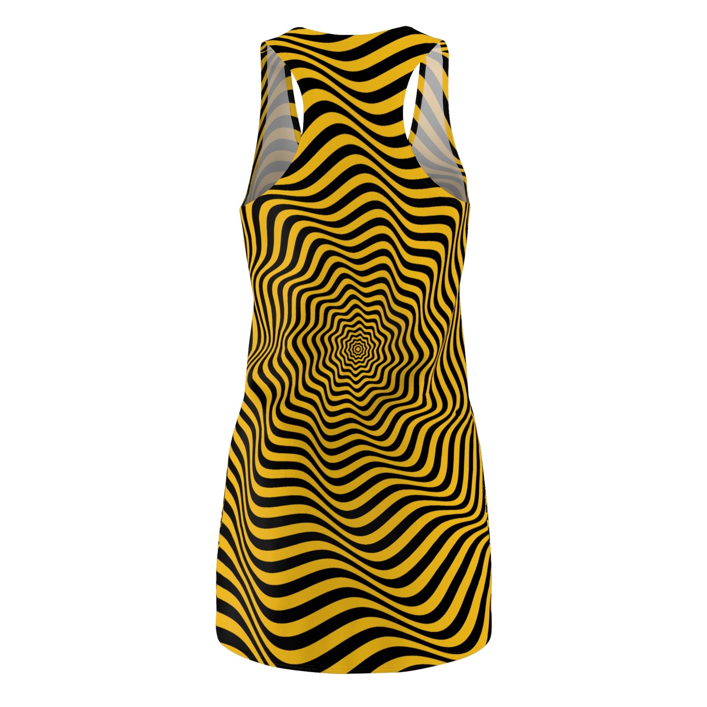 Optical Illusion Racerback Kleid – Schwarz Gelb Design