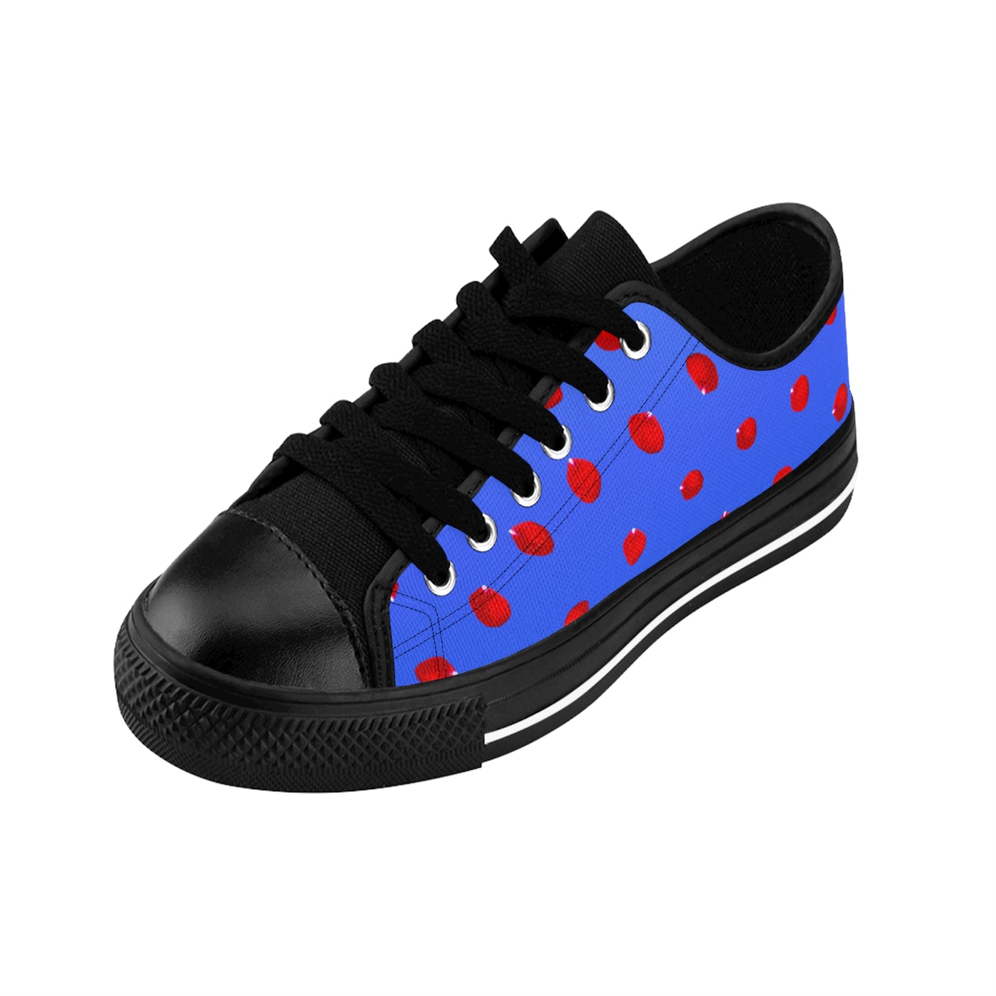 Blue Red Floral Sneakers Women Casual Low Top Canvas Shoes