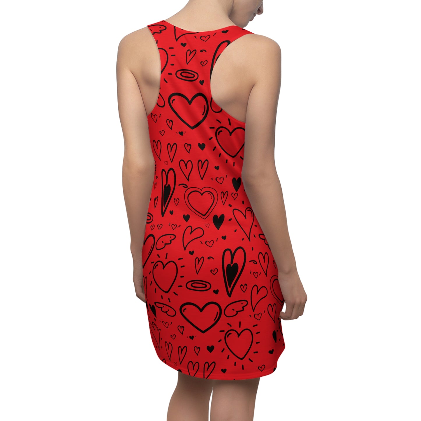 Herz Allover Racerback Kleid – Verspieltes Sommerkleid