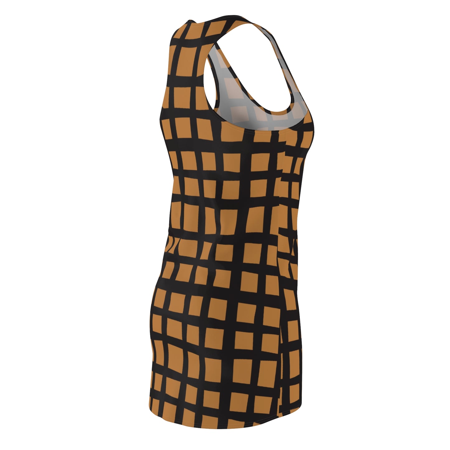 Hellbraun Grid Racerback Kleid – Moderner Sommerlook