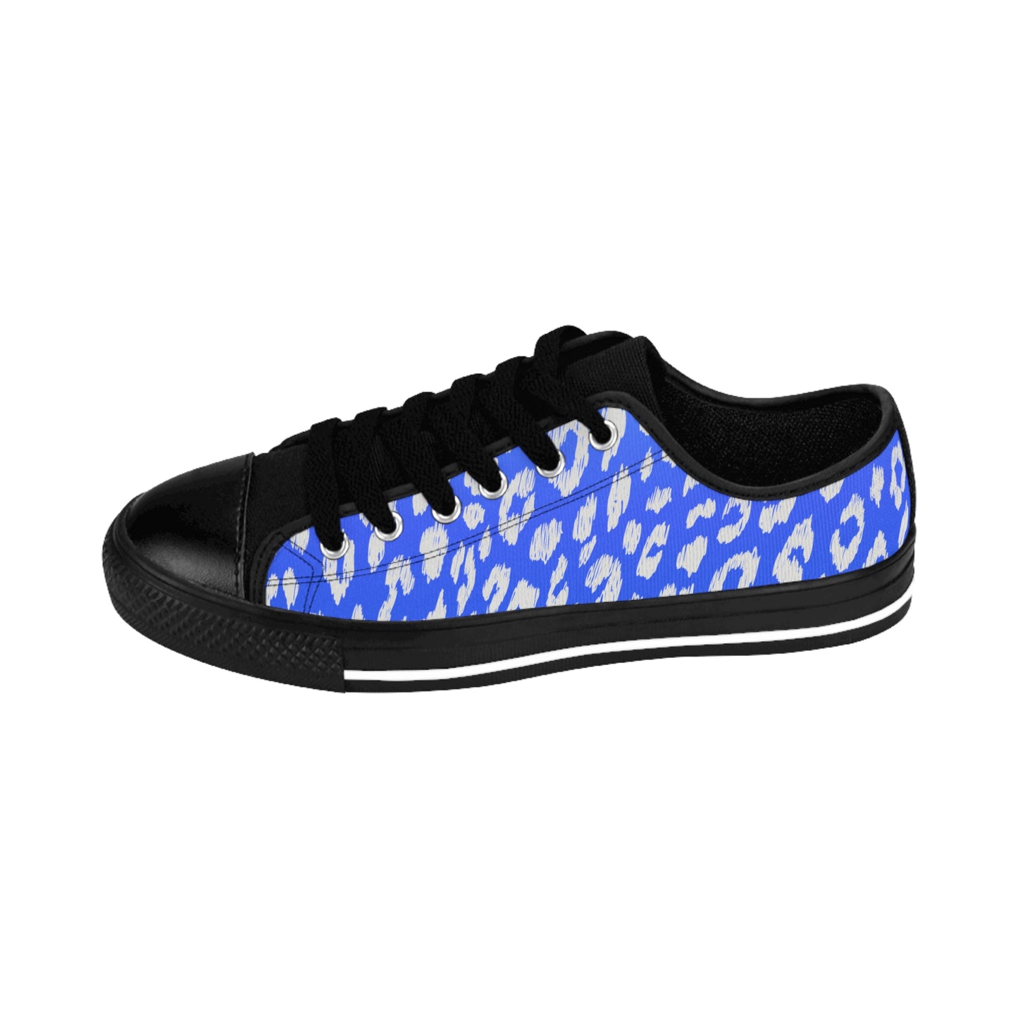 Blue Leopard Print Sneakers Women Casual Low Top Canvas Shoes