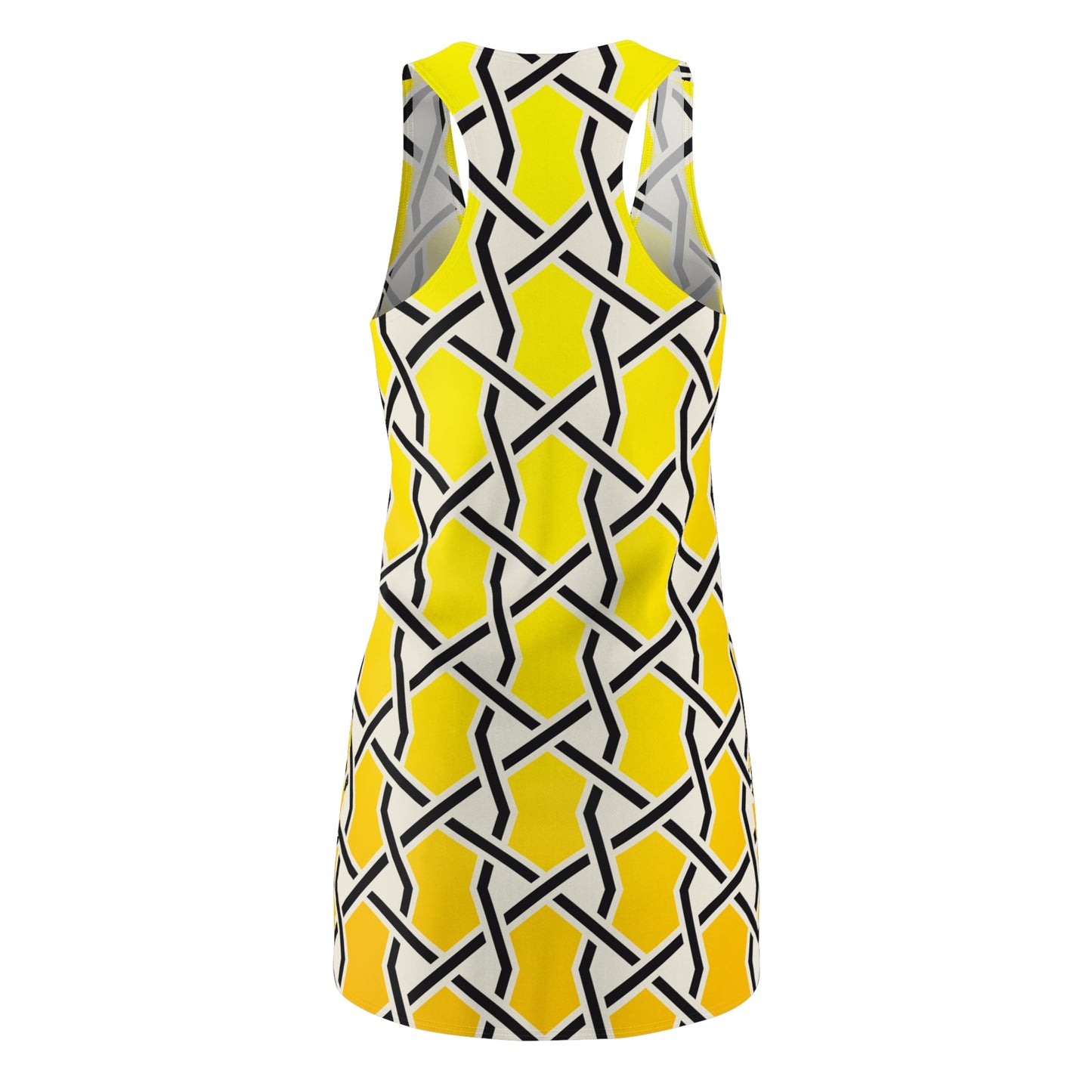 Gelbes Racerback Kleid mit geometrischem Linienmuster