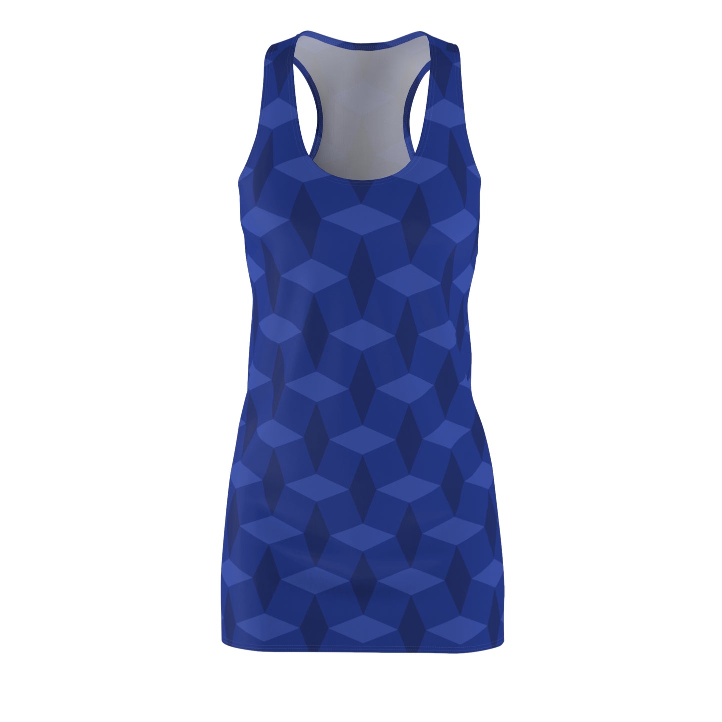 Racerback Kleid mit geometrischem Muster in tiefem Blau