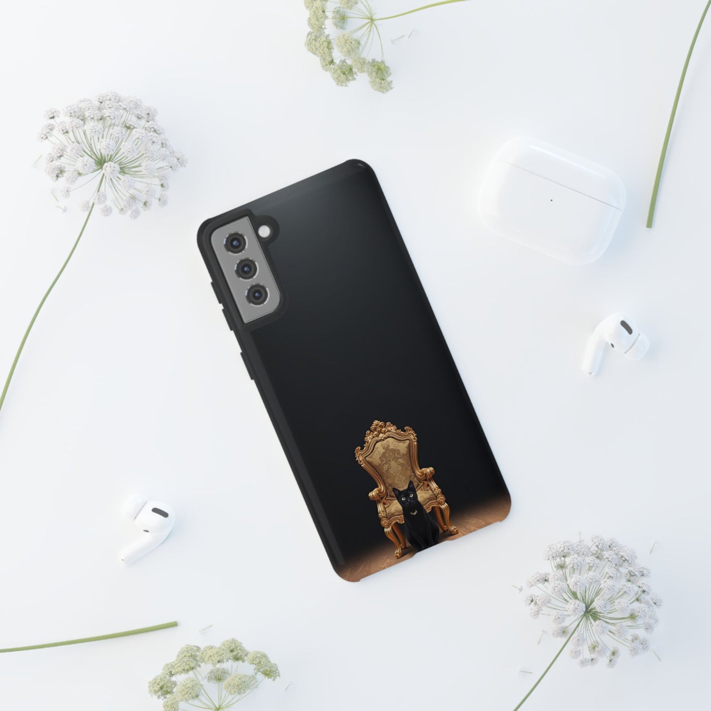 Black Cat on Golden Throne – Premium Phone Case Protective Slim