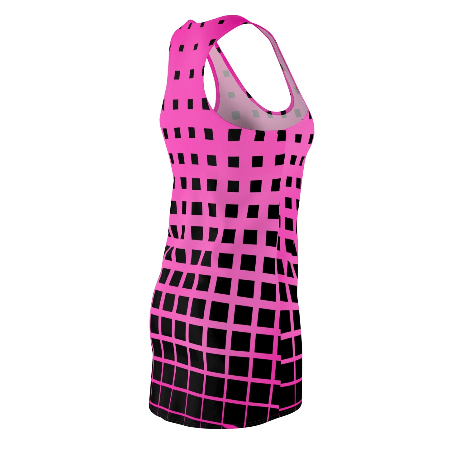Racerback Kleid mit geometrischem Rastermuster in Pink mit Farbverlauf