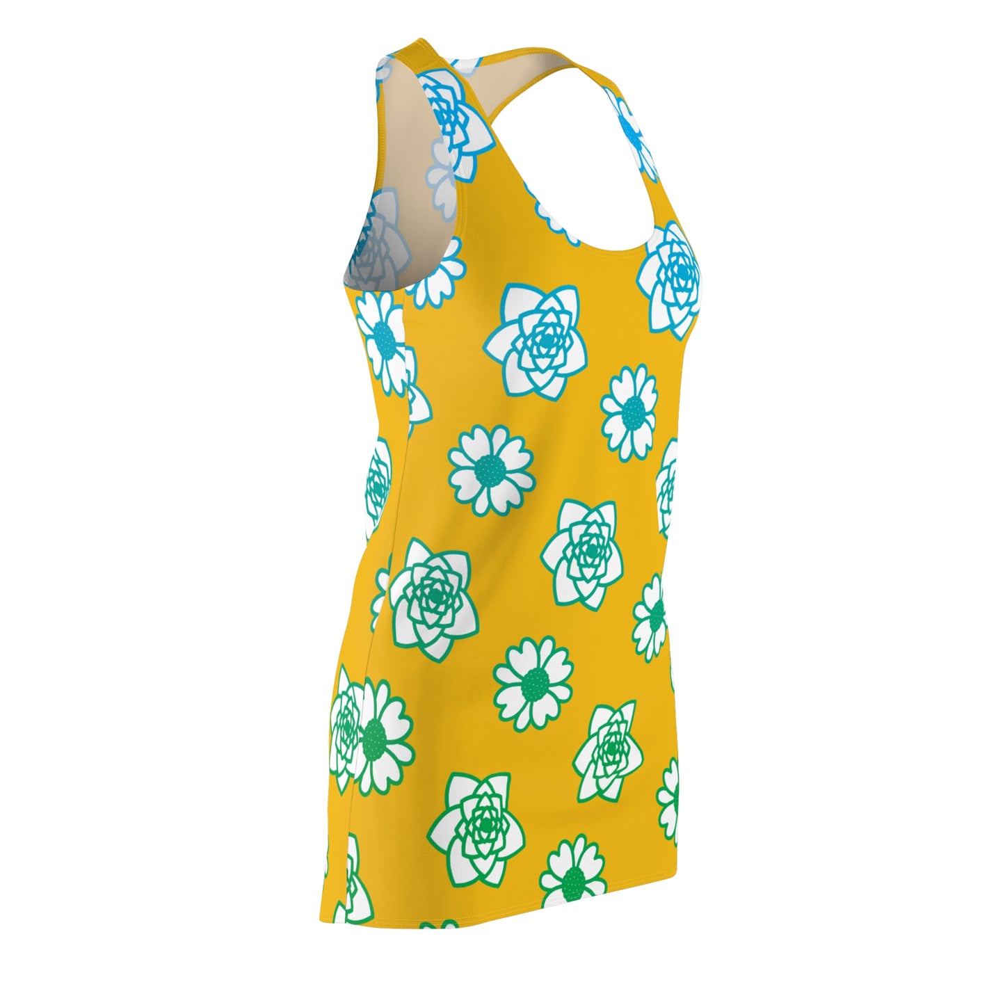Racerback Kleid Orange mit grünem Blumenmuster Sommerlook