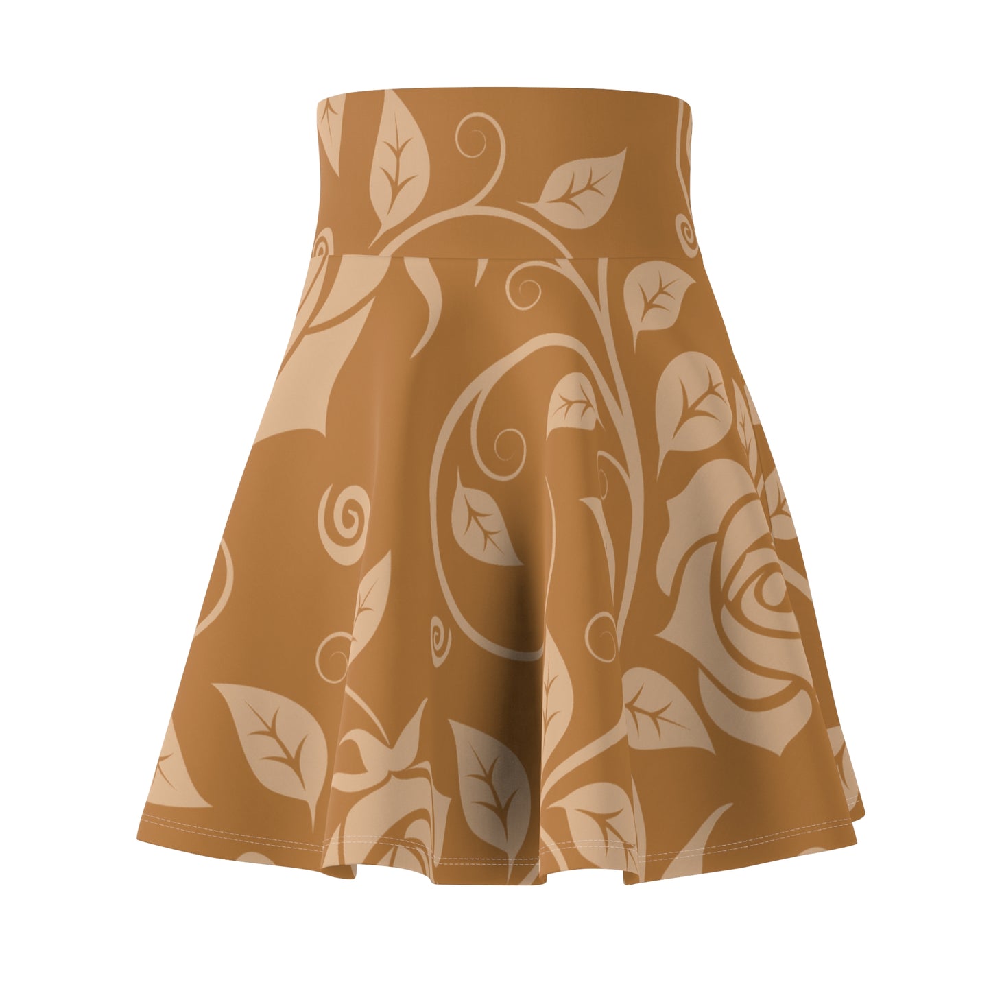 Hellbrauner Damen Rock Floral Skater Elegant Frühling Sommer Casual