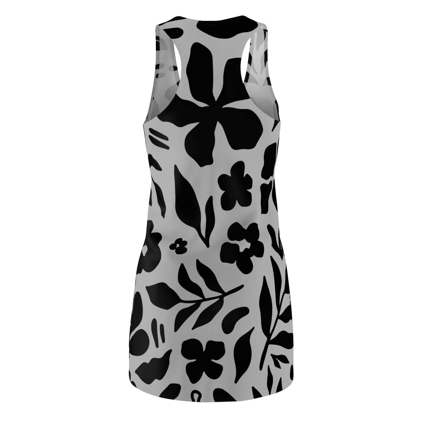 Schwarz Grau Floral Racerback Kleid – Sommer Damenmode