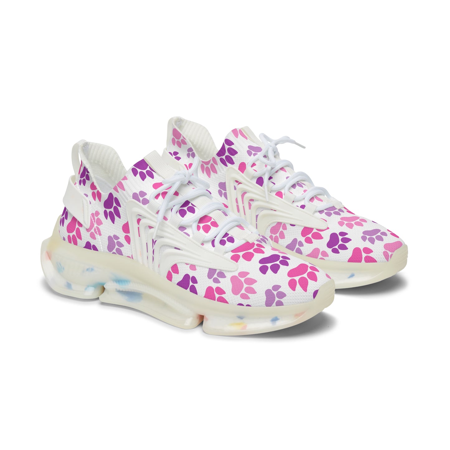 Pfoten Print Sneaker Damen Pink Lila Tiermotiv Schuhe Streetwear