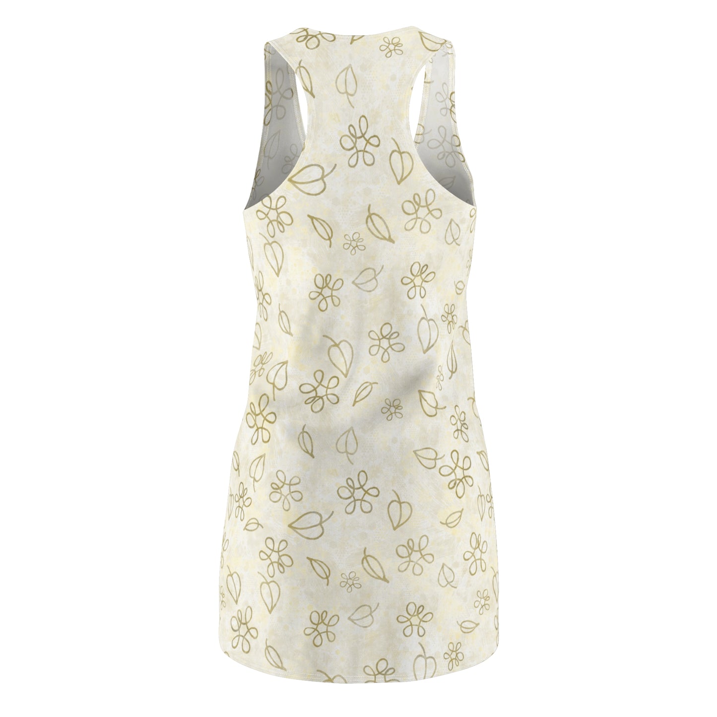 Elegantes beiges Racerback Kleid mit floralem Blätter-Print