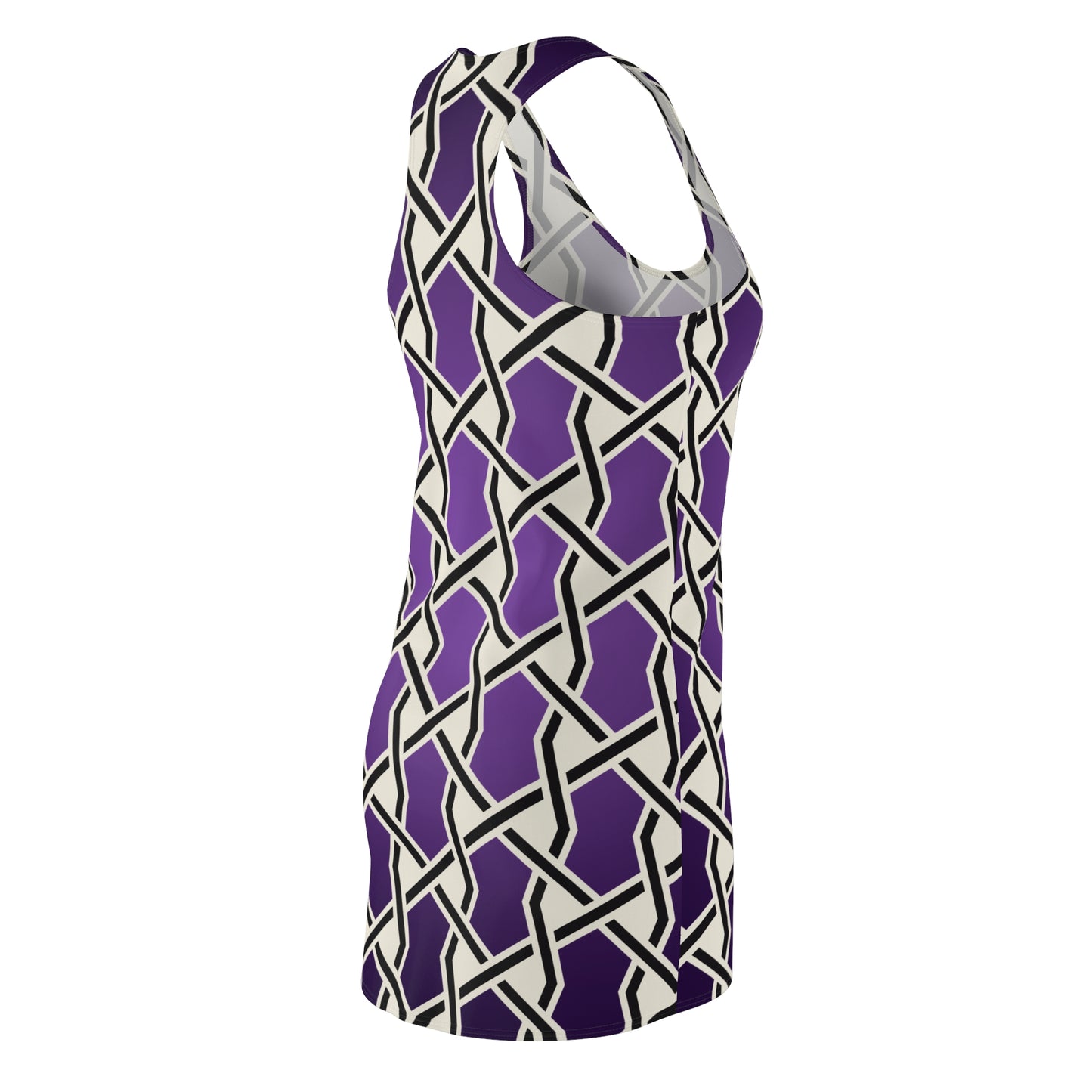 Violettes Racerback Kleid mit geometrischem Muster & Farbverlauf