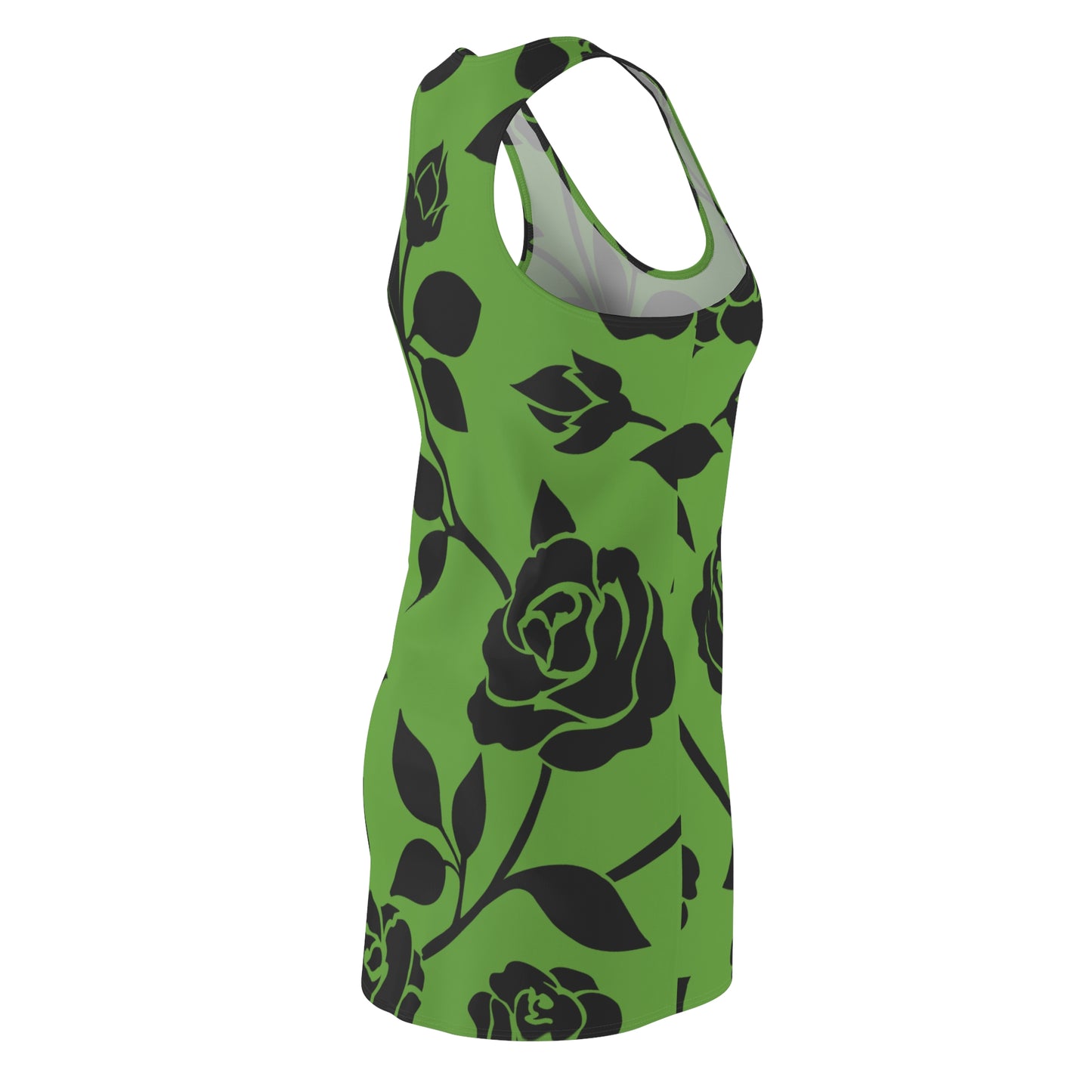 Rosen Racerback Kleid – Elegant Schwarz Grün Design