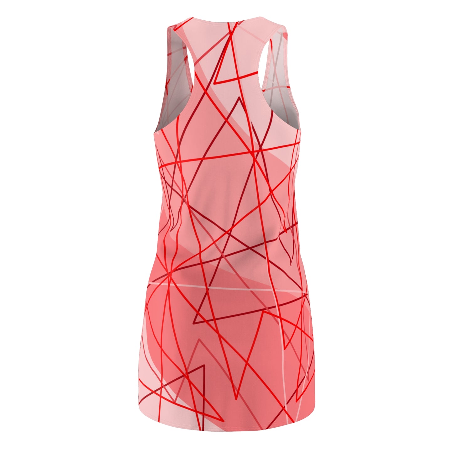 Modernes Racerback Kleid mit grafischem Linienmuster in Rosa Rot