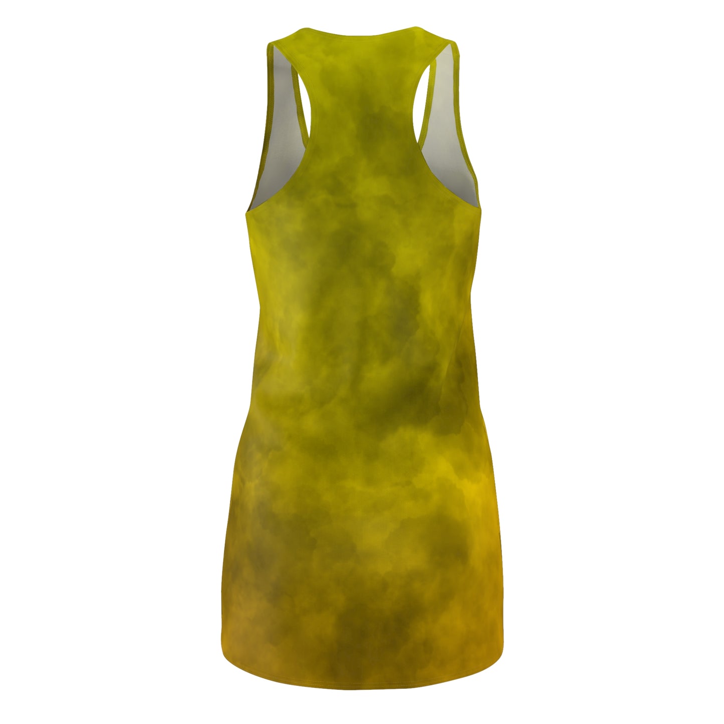 Gelbes Racerback Kleid – Sommerkleid mit abstraktem Wolkenmuster