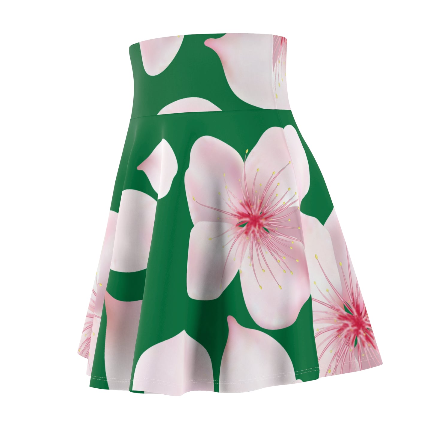 Grüner Damen Rock Blütenmuster Skater Elegant Sommer Casual