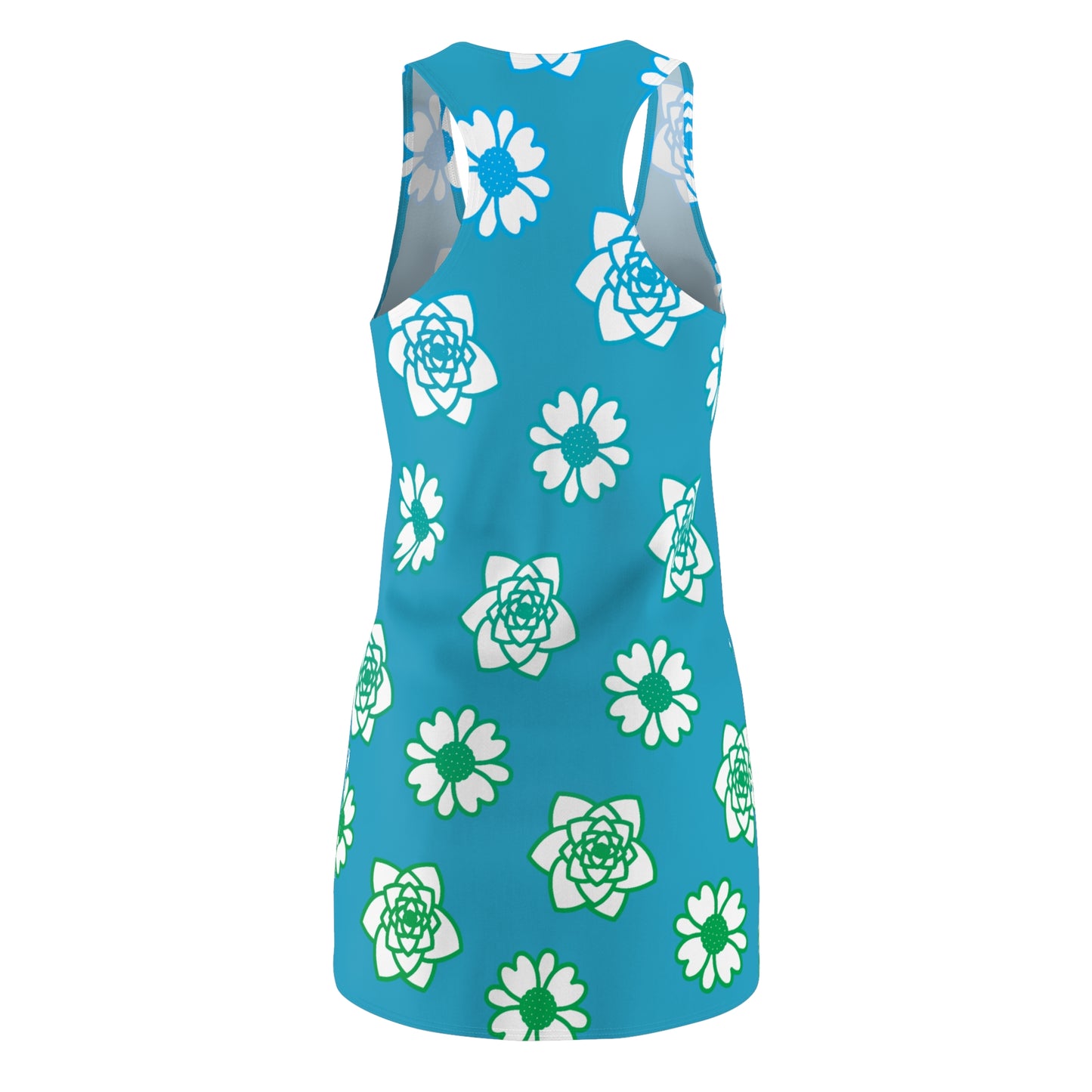 Racerback Kleid Türkis mit grünem Blumenmuster Sommerlook