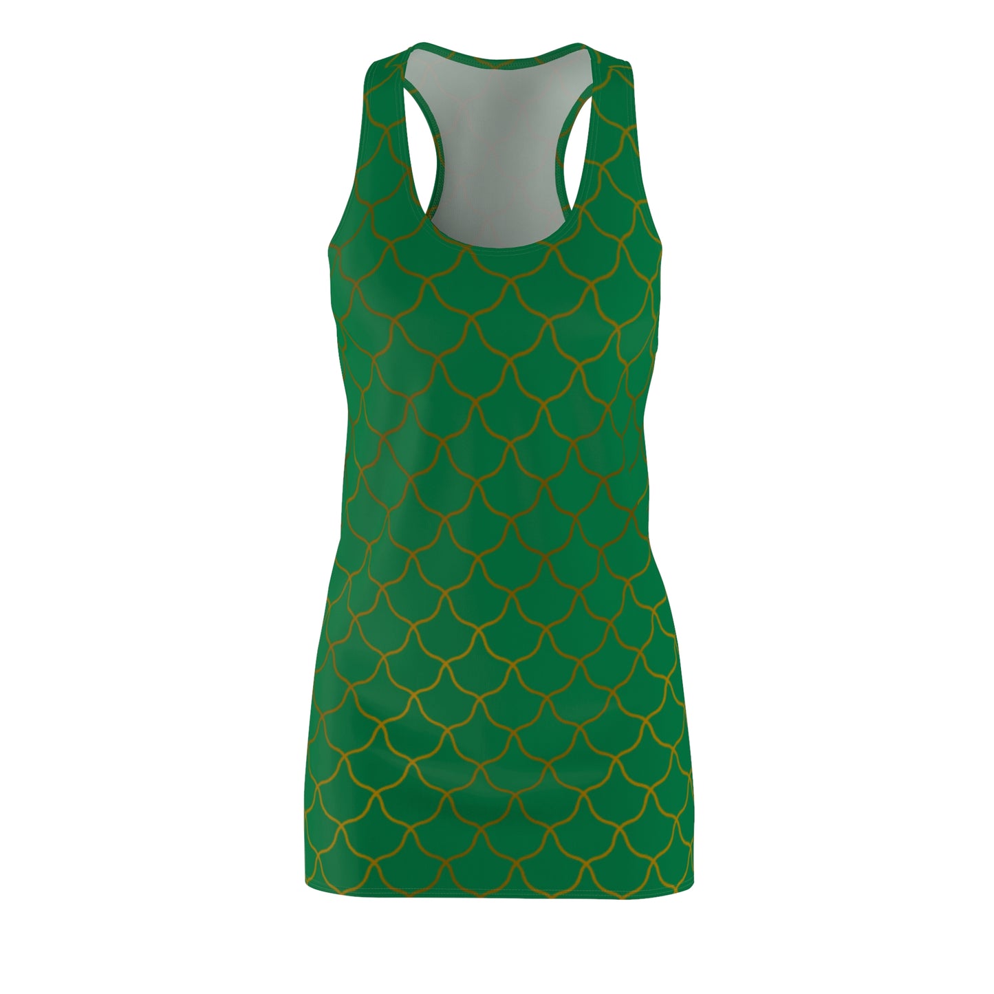 Luxury Racerback Dress mit Elegantem Goldmuster green