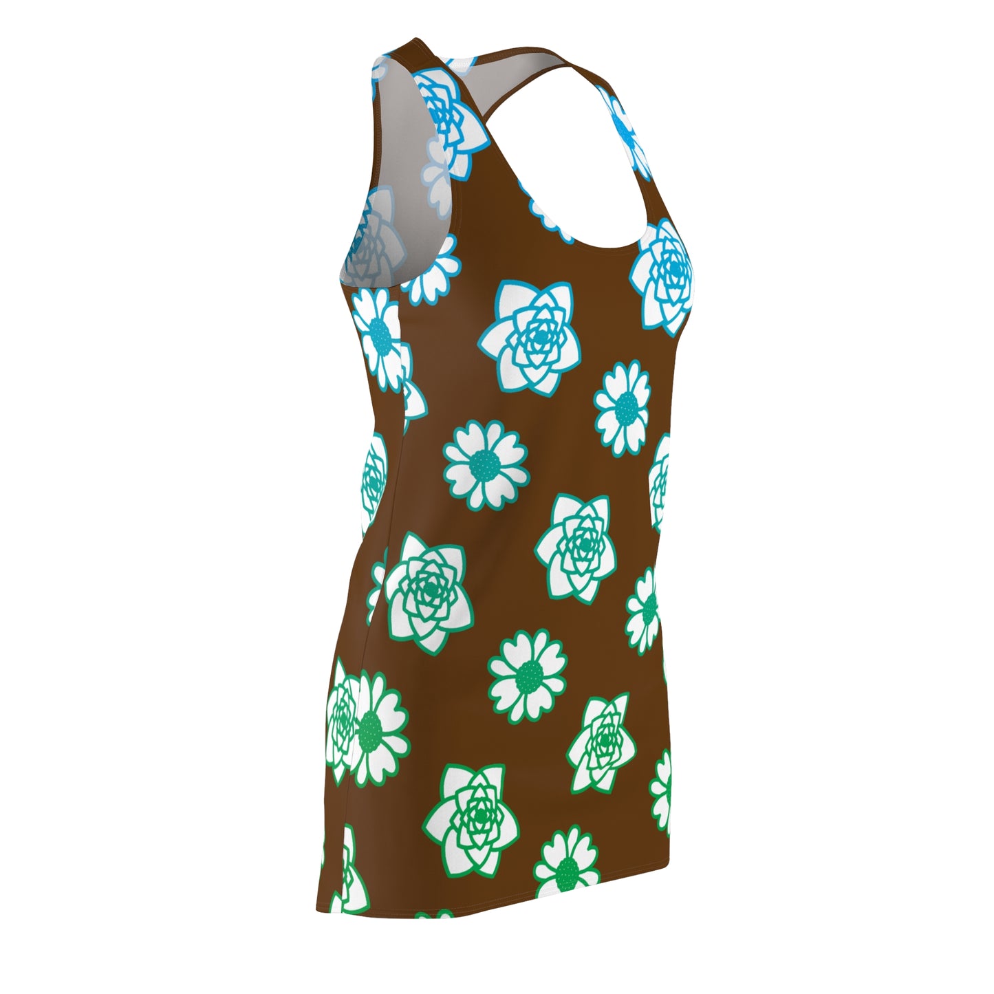 Racerback Kleid Braun mit grünem Blumenmuster Sommerlook