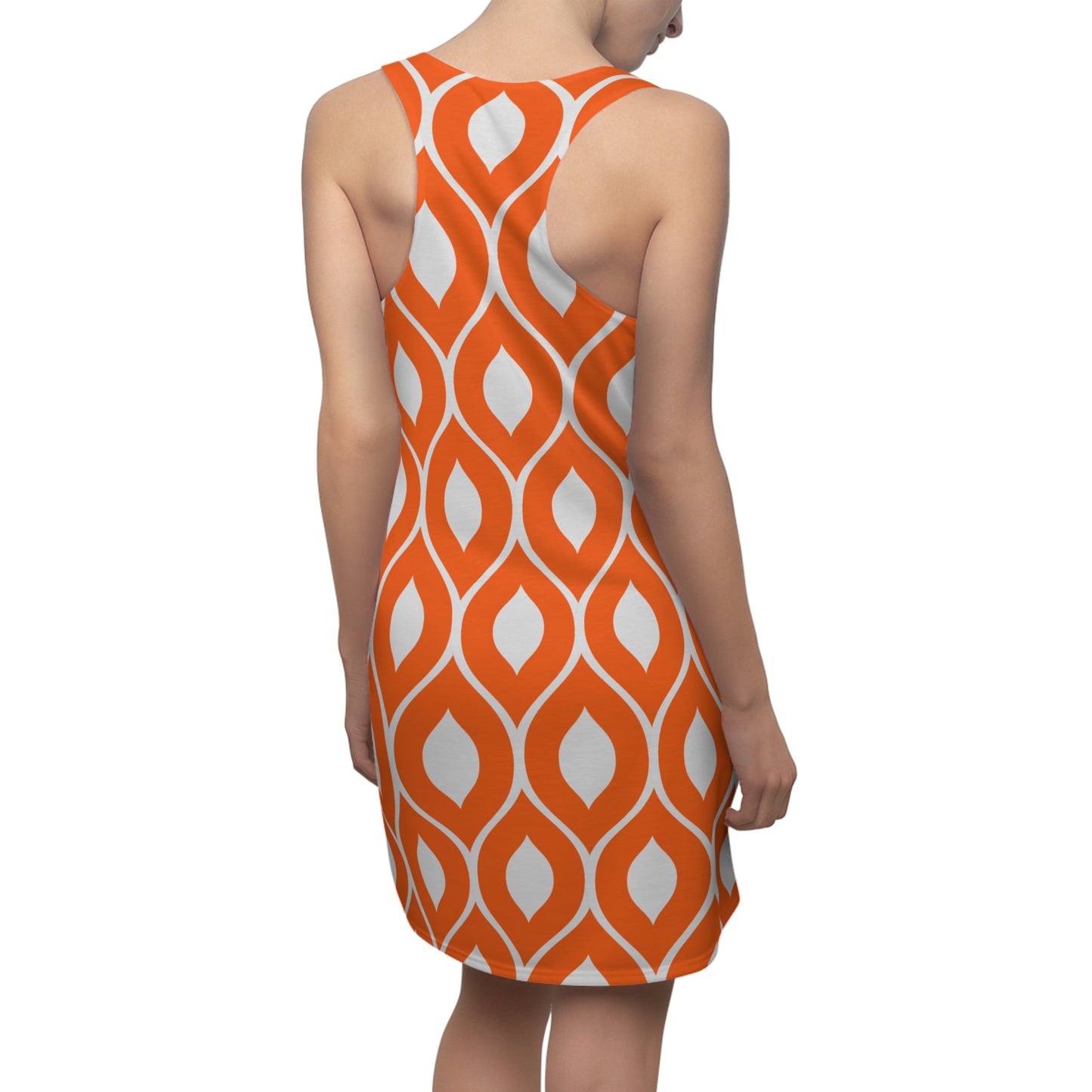 Orange Grau Geometrie Racerback Kleid – Stilvolles Sommerkleid