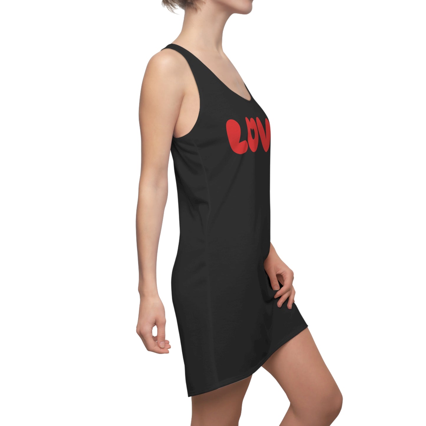 Love Racerback Kleid – Schwarz Rot Schriftzug Kleid