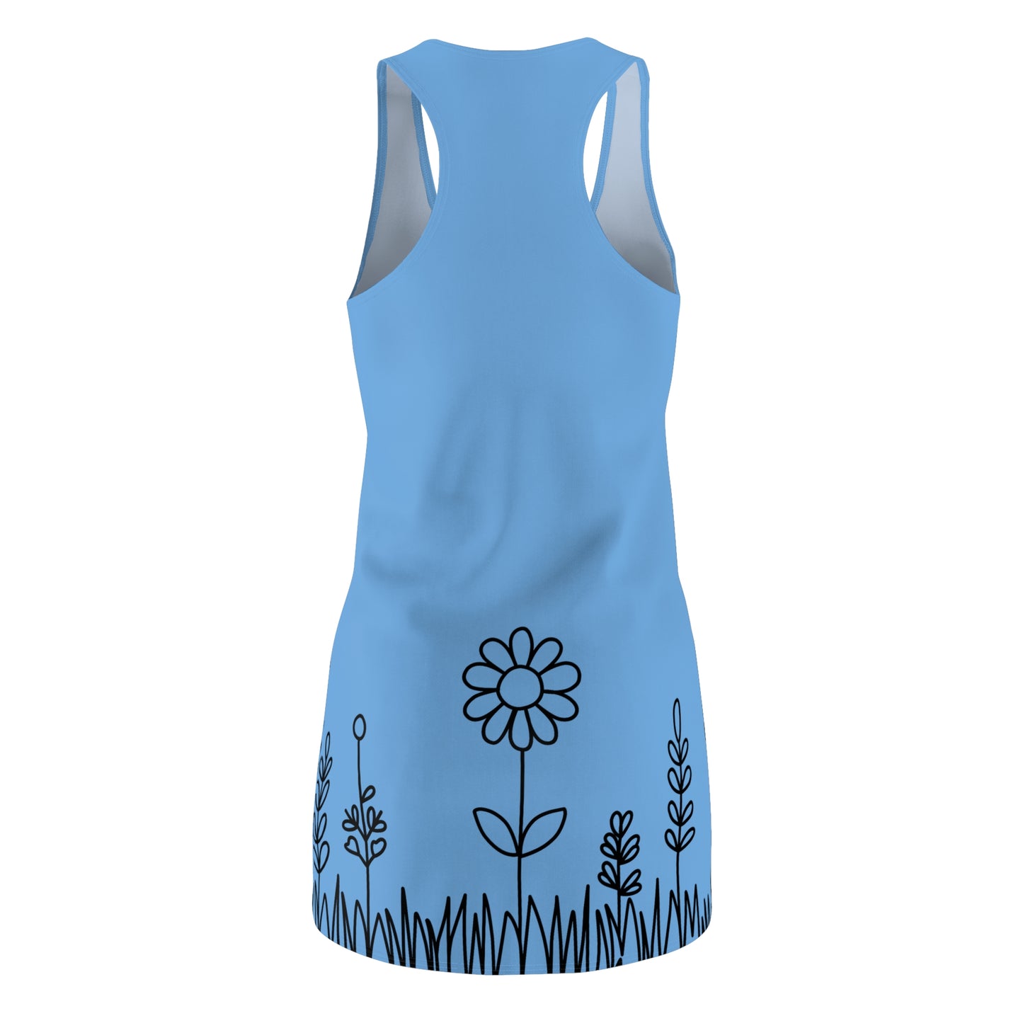 Hellblau Blumen Racerback Kleid – Bequemes Sommerkleid