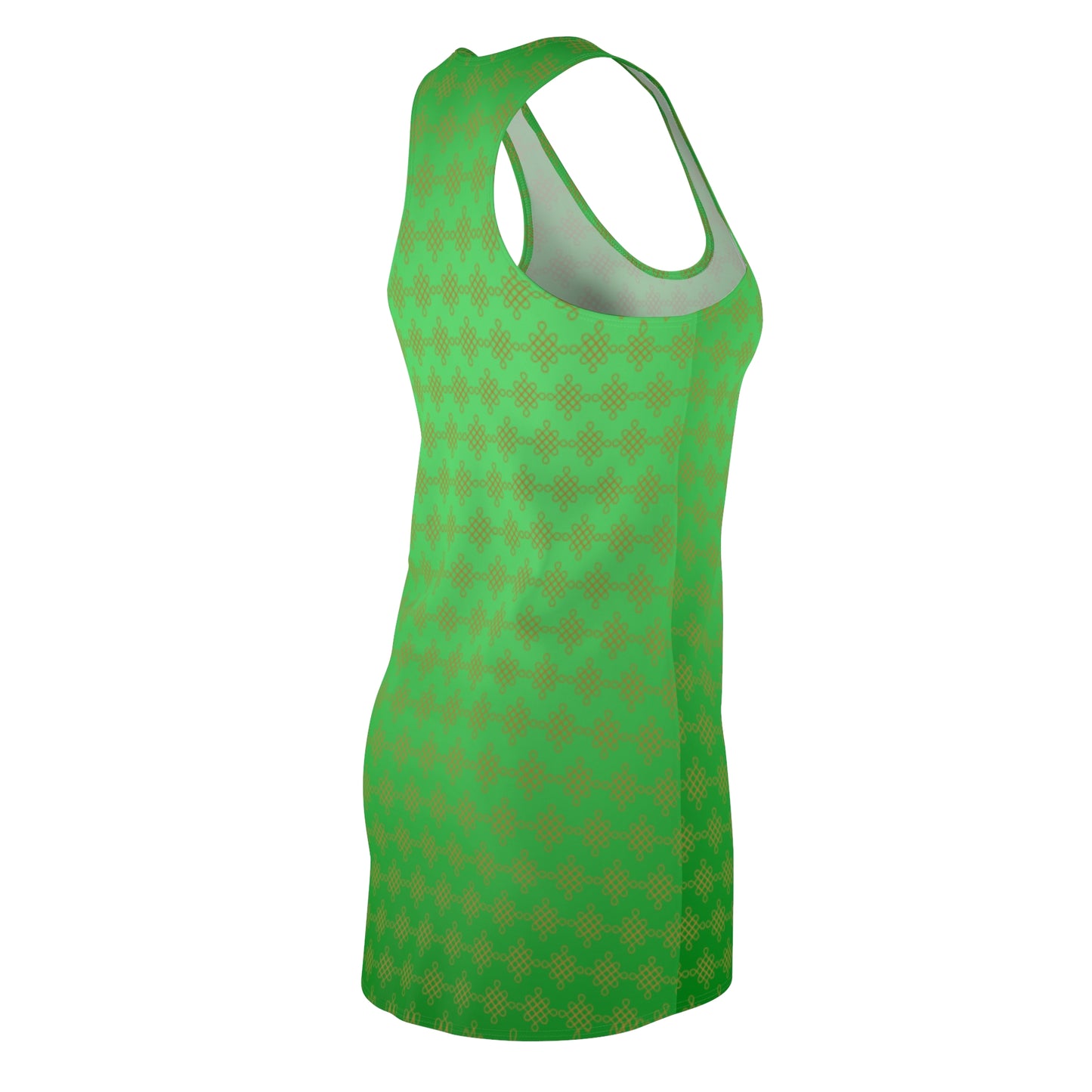 Grünes Damen Sommerkleid mit Farbverlauf und goldenem Muster