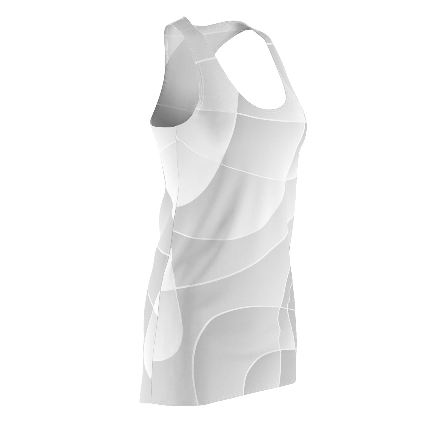 Racerback Damenkleid Sommer – Graues Linienmuster, elegant & modern