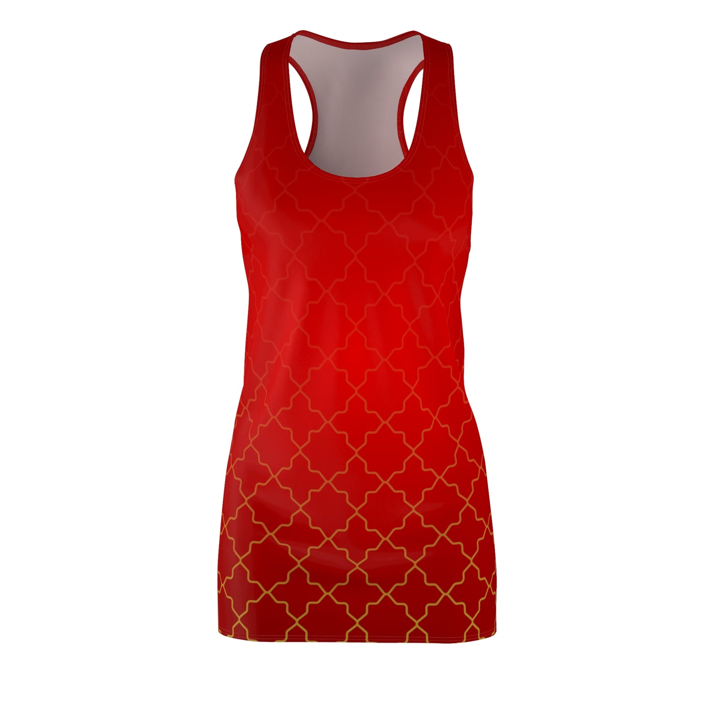 Rotes Racerback Kleid mit goldenem Muster & Farbverlauf