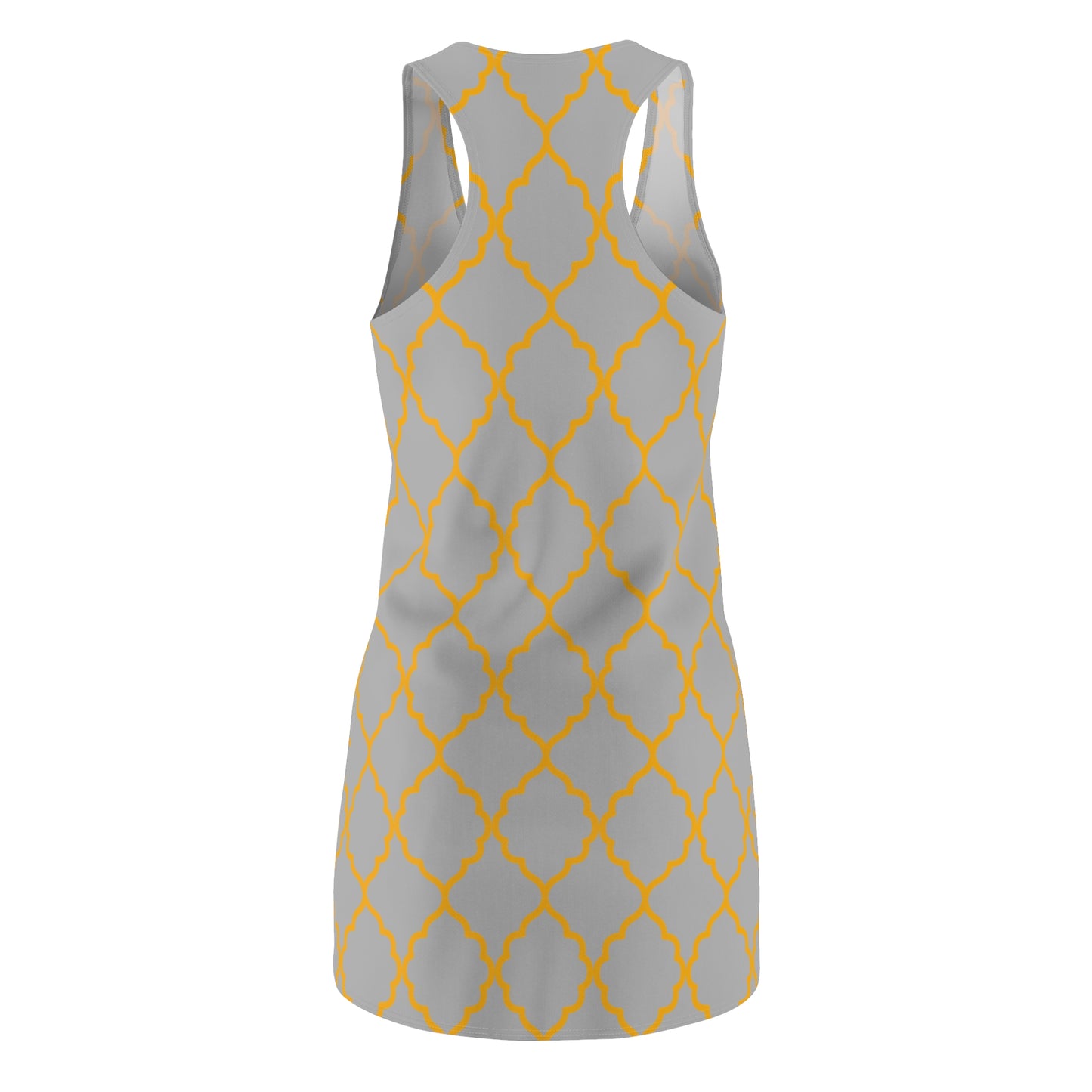 Graues Racerback Kleid mit goldenem Ornamentmuster