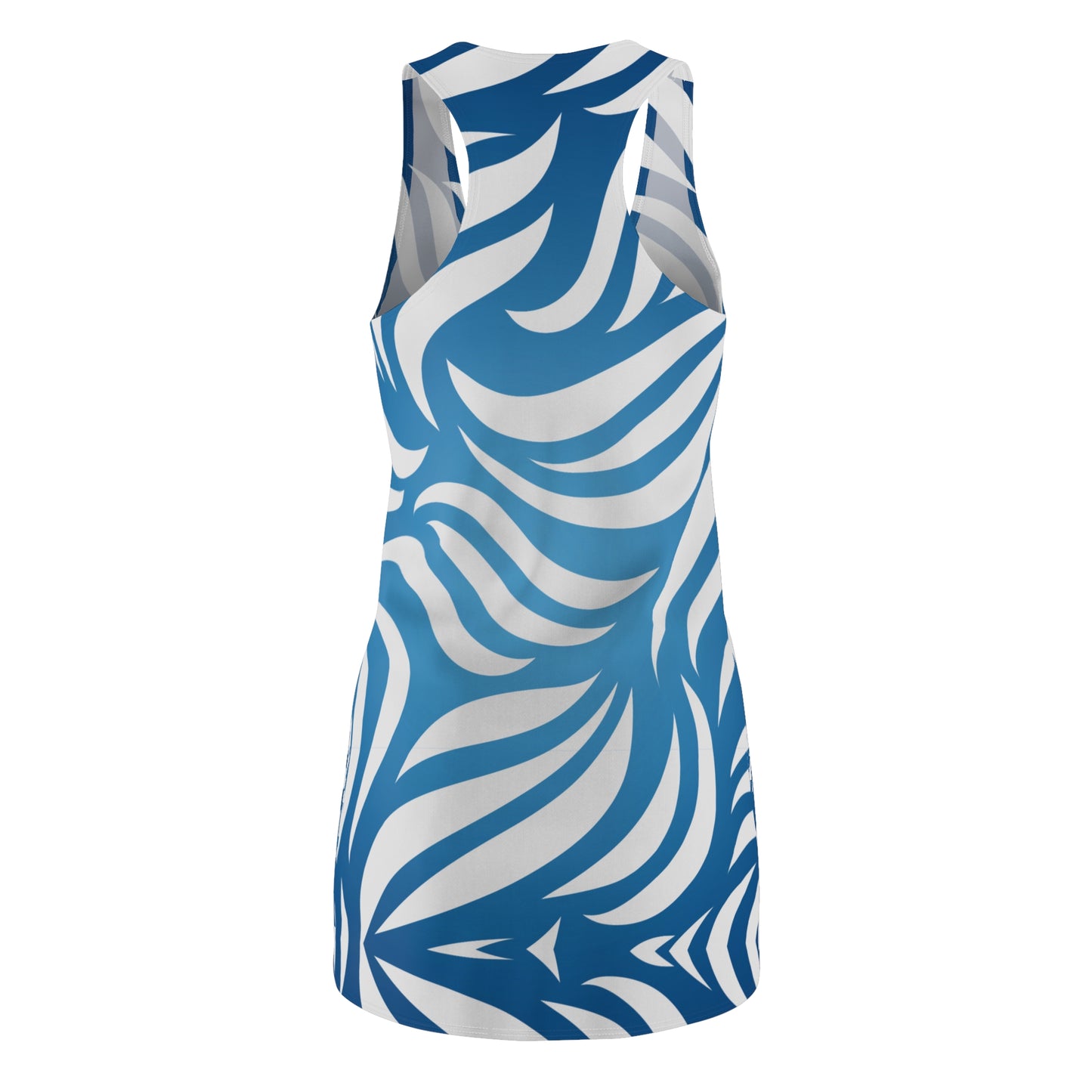 Blaues Racerback Kleid – Modernes Sommerkleid mit wellenförmigem Muster