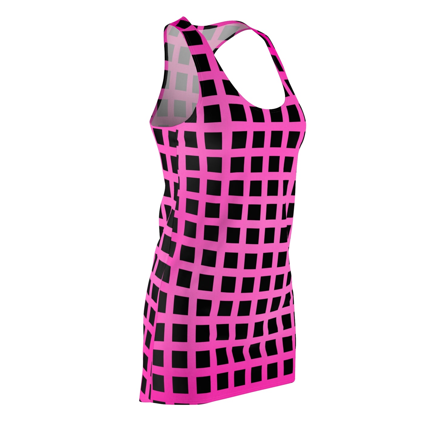 Racerback Kleid mit Pinkem Farbverlauf & grafischem Karomuster