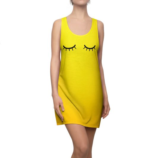 Racerback Kleid mit Farbverlauf & minimalistisches Augenmotiv