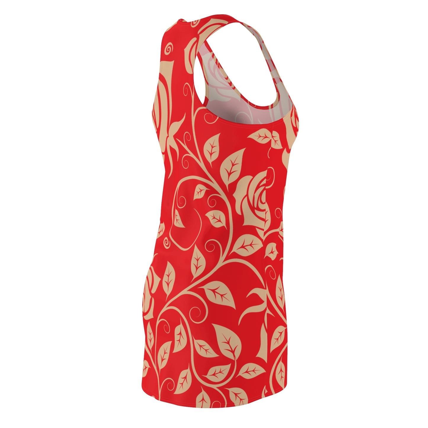 Floral Racerback Kleid Rose – Elegant in Beige & Rot