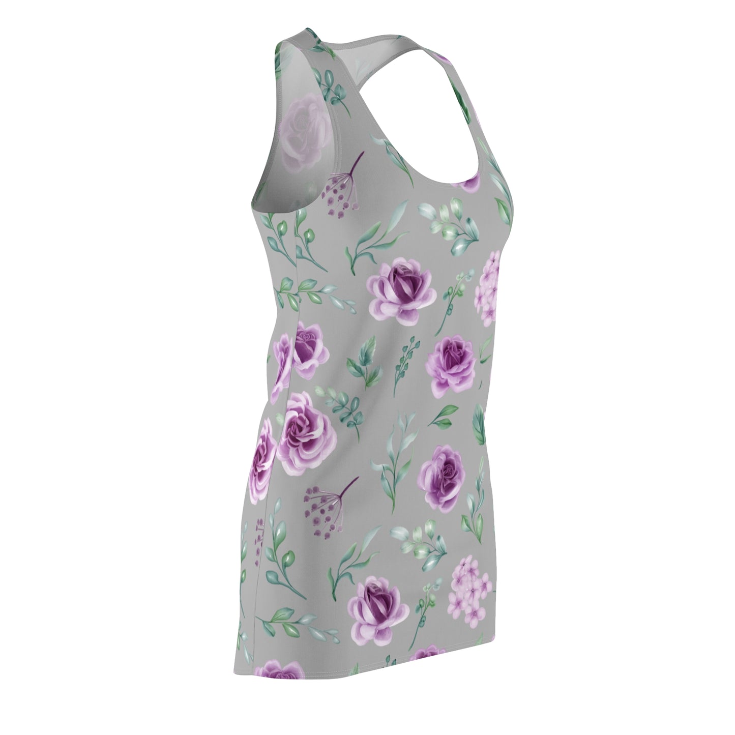 Grau Floral Racerback Kleid – Blumenkleid Sommer Damen