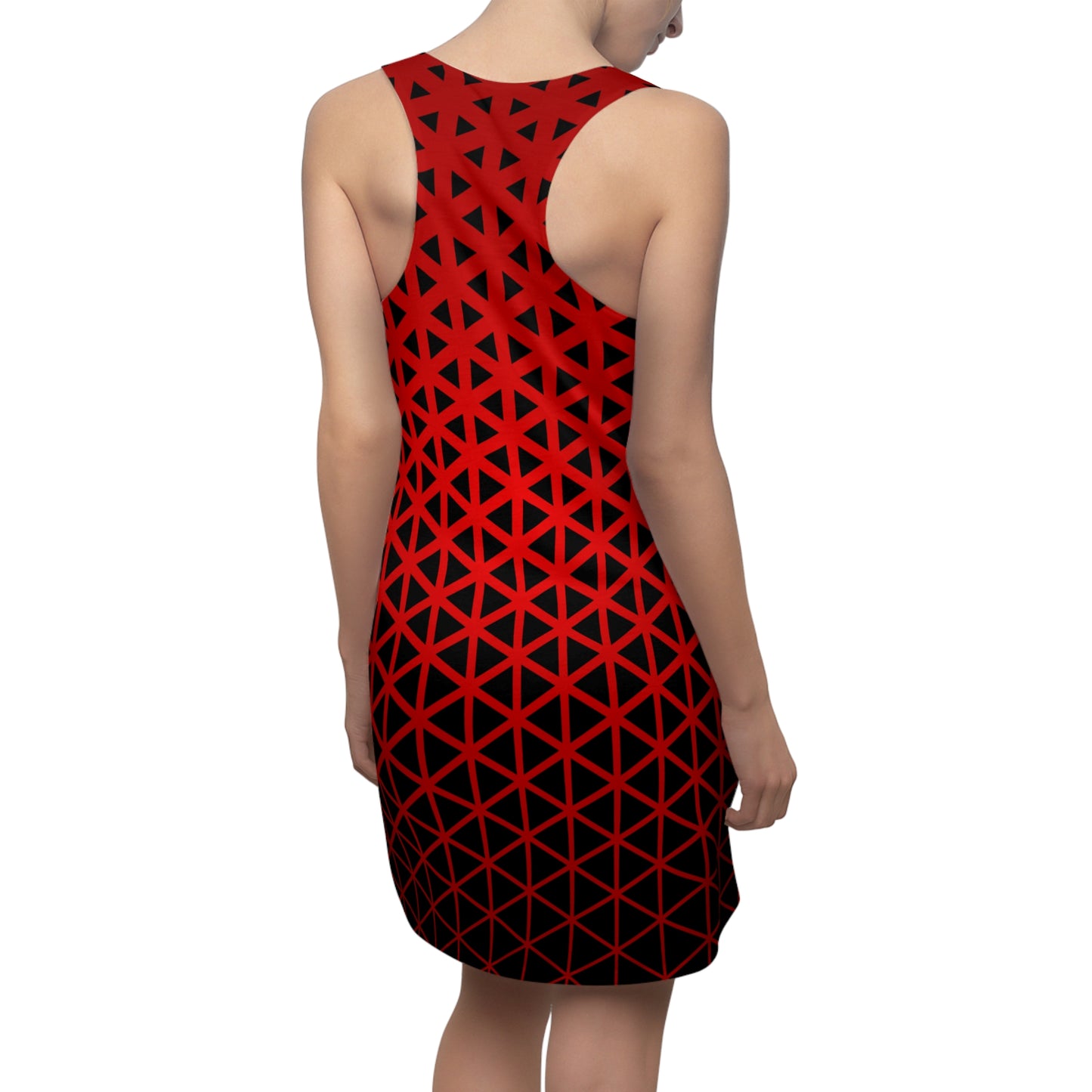 Racerback Damen Kleid Rot Modernes Muster Ärmellos Sommerlook