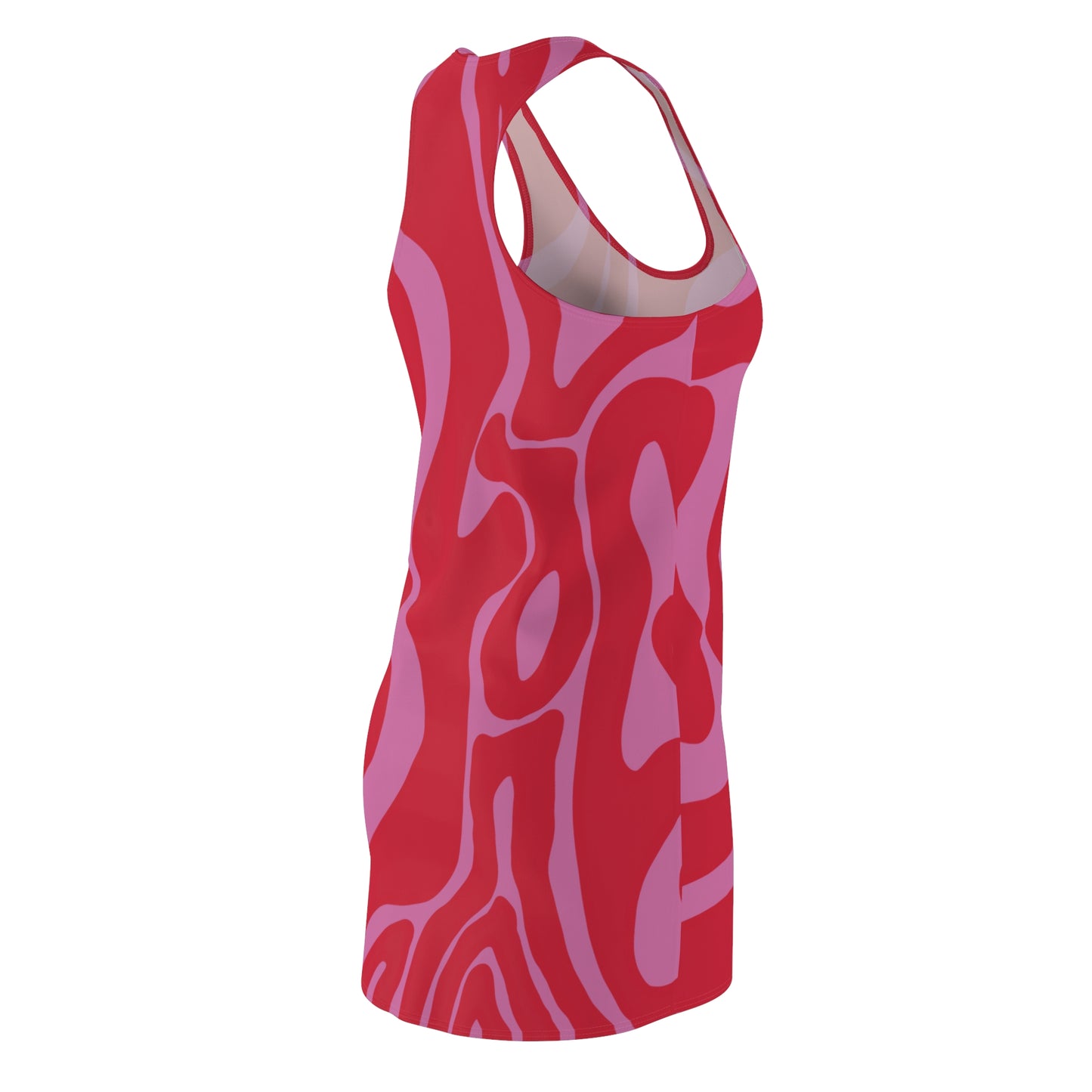 Rot Rosa Swirl Racerback Kleid – Abstraktes Sommerkleid