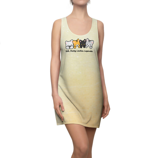 Racerback Kleid mit Farbverlauf – Süßes Katzenmotiv „Legendär“
