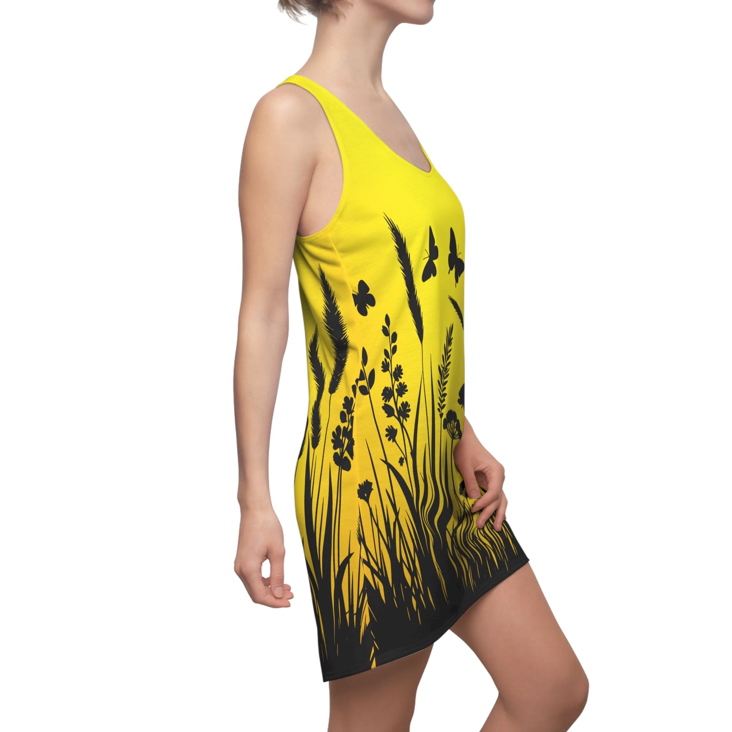 Gelb Schmetterling Racerback Kleid – Sonnige Sommer Damenmode