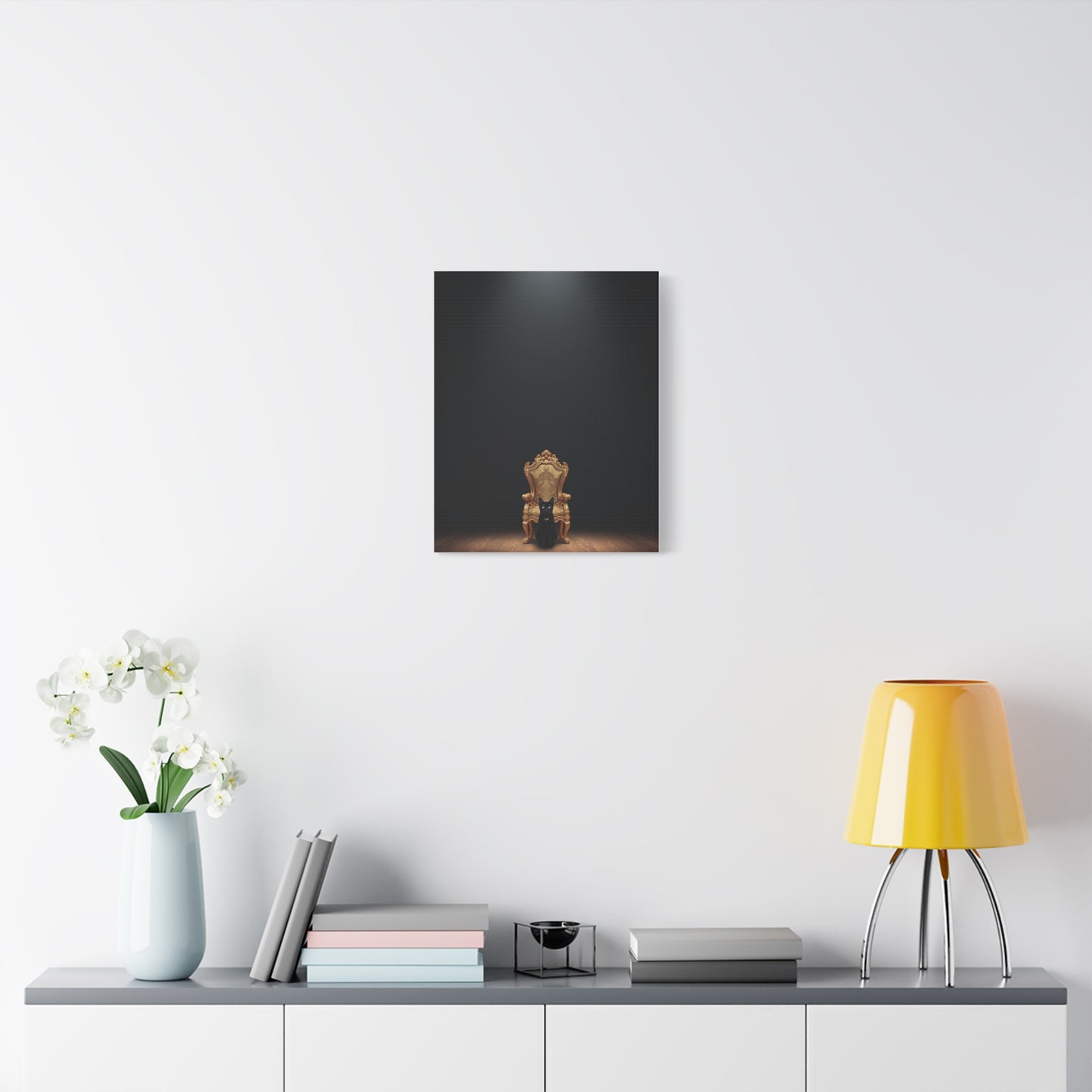 Black Cat on Royal Throne – Premium Canvas Wall Art