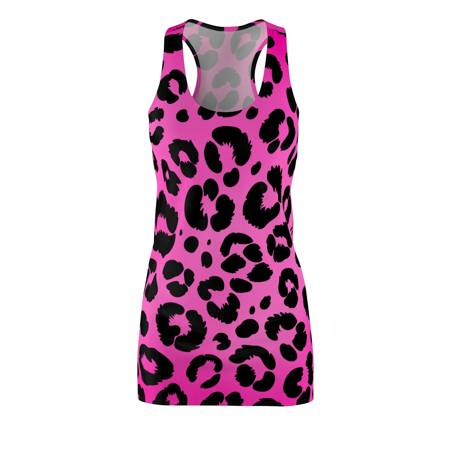 Racerback Damenkleid Sommer – Pinker Farbverlauf im Leo-Look