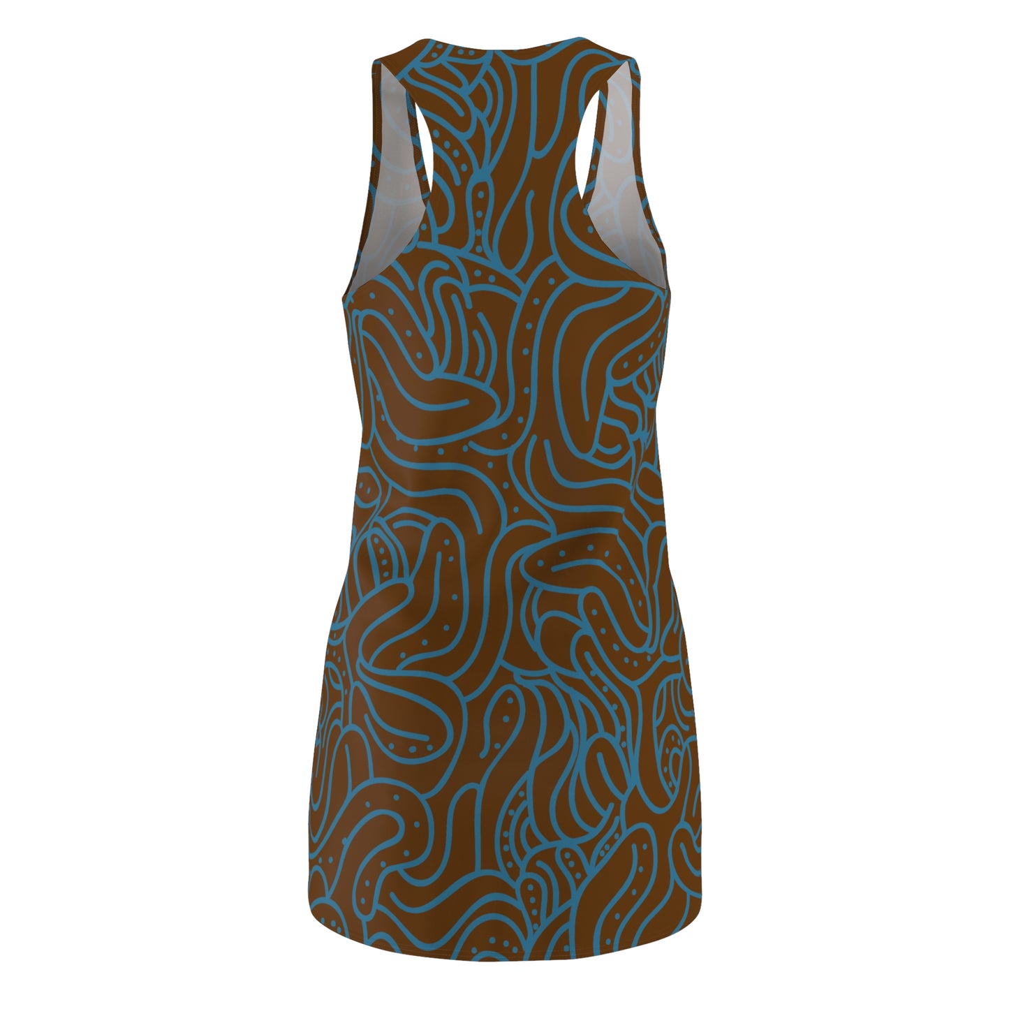 Racerback Kleid Blau Braun – Modernes Wellenmuster