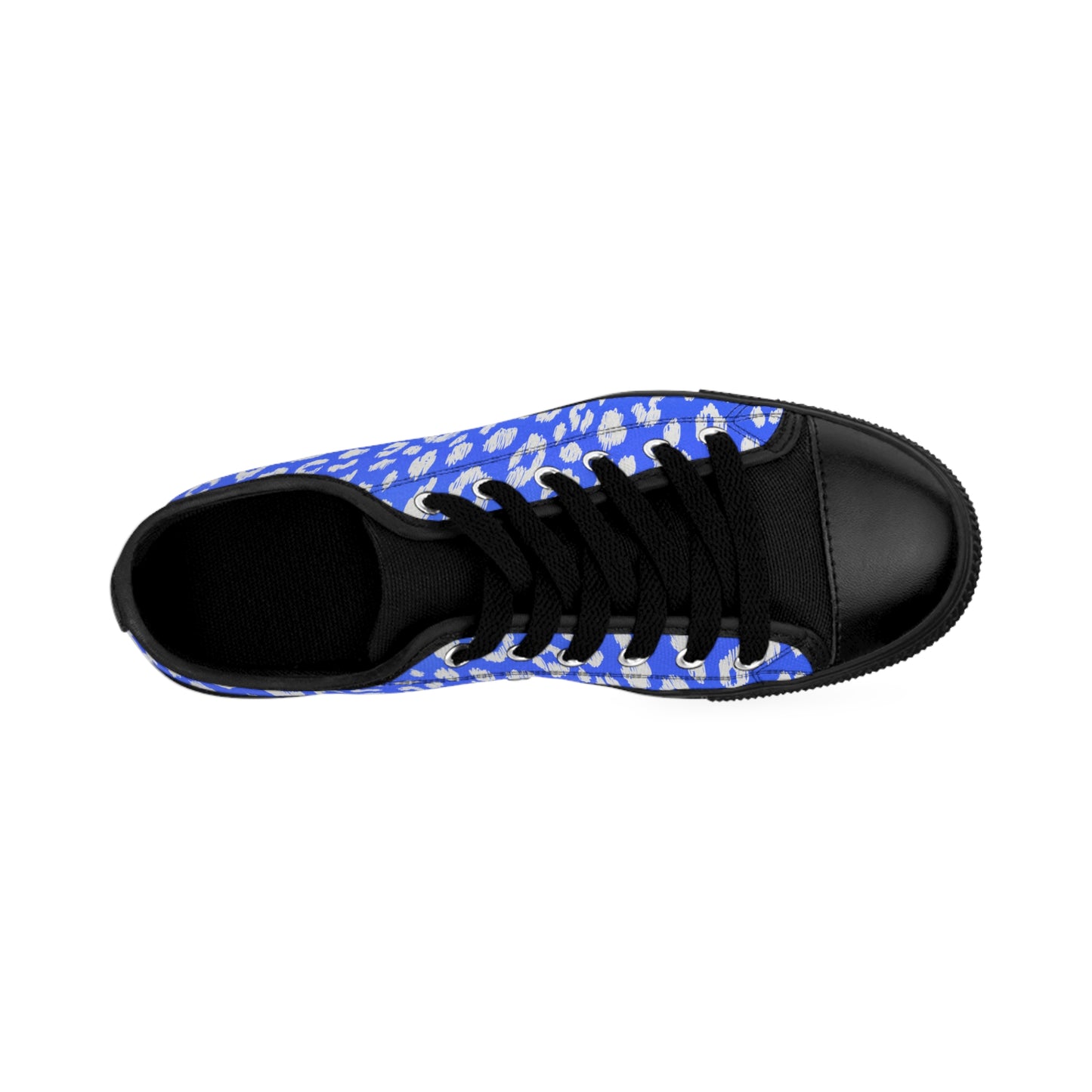 Blue Leopard Print Sneakers Women Casual Low Top Canvas Shoes
