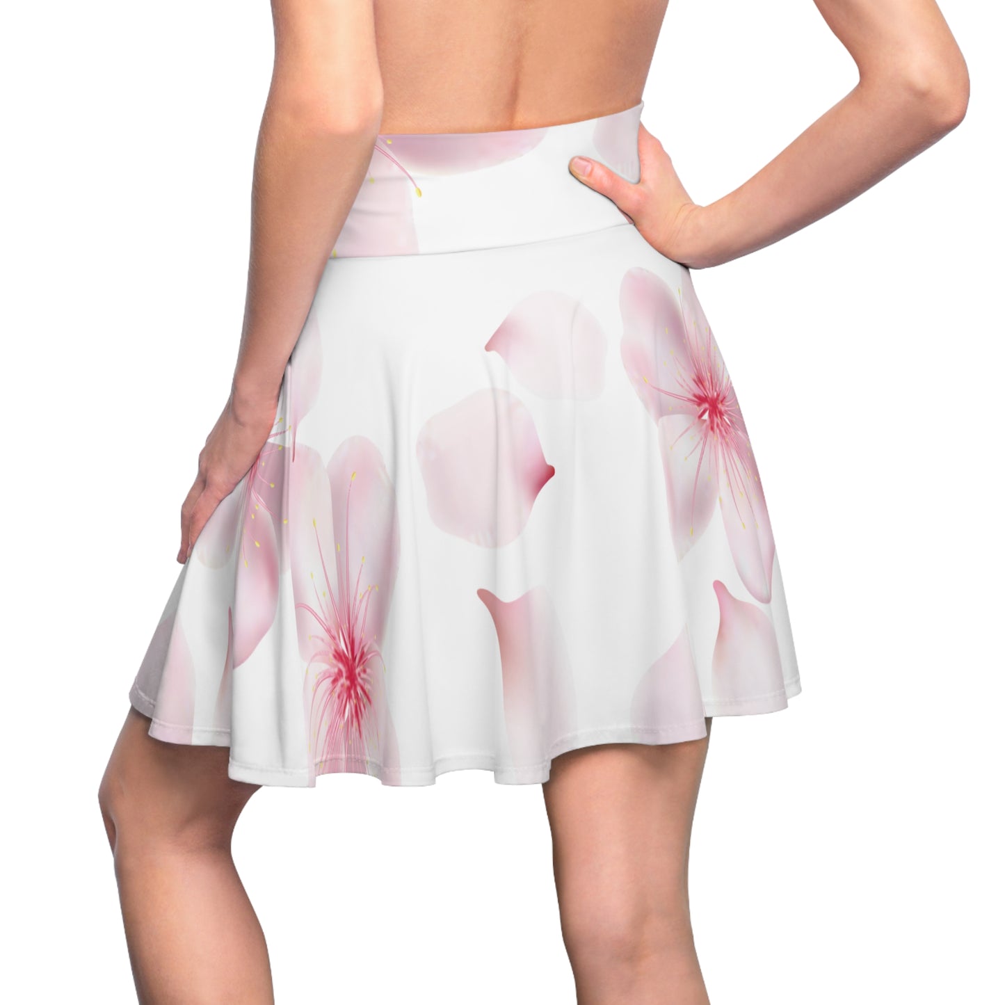 Weißer Damen Rock Blütenmuster Skater Elegant Sommer Casual