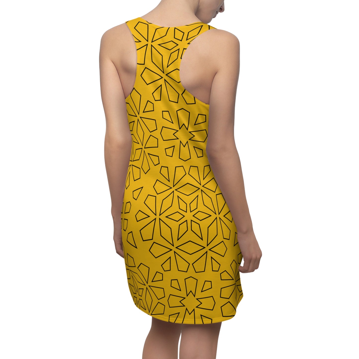 Schwarz Gelb Racerback Kleid – Stylische Damenmode