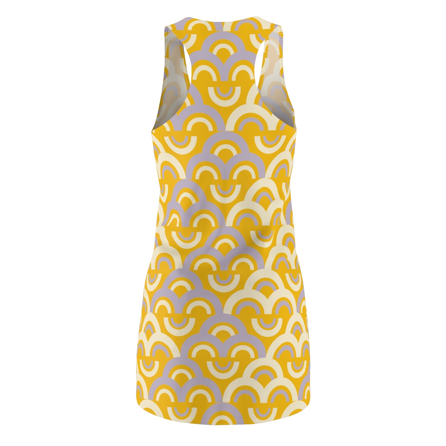 Damen Racerback Kleid gelb Pastell Bogenmuster Bequemes Freizeitkleid