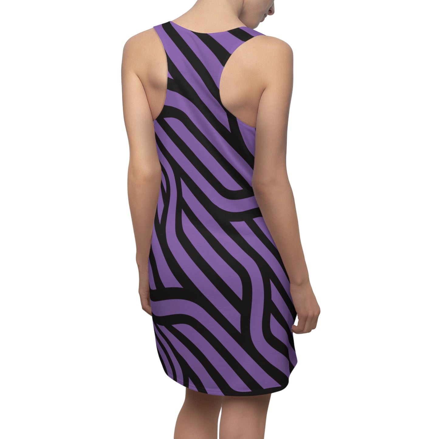 Schwarz Lila Streifen Racerback Kleid – Modernes Sommerkleid