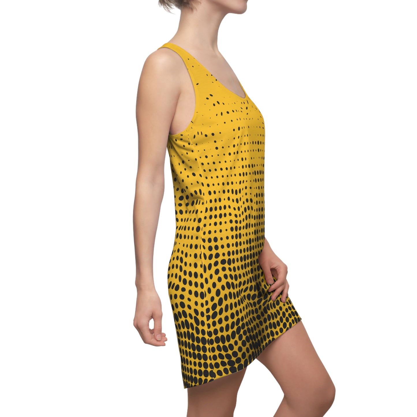 Punkte Gradient Racerback Kleid – Schwarz Gelb Sommerkleid