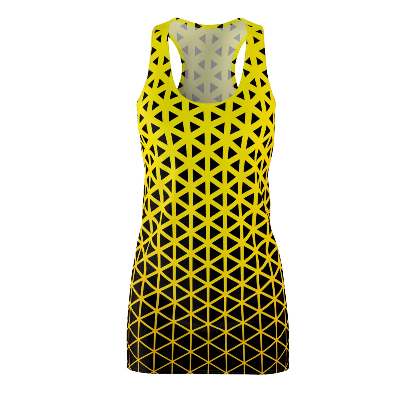 Gelbes Racerback Kleid – Modernes Sommerkleid mit geometrischem Muster