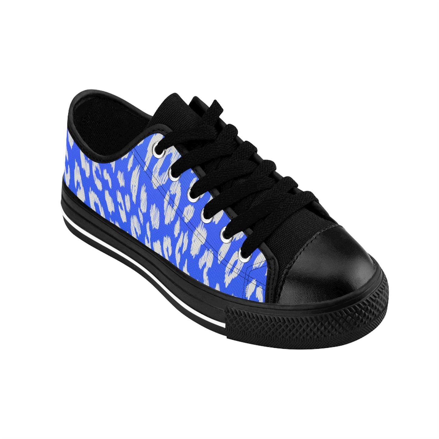 Blue Leopard Print Sneakers Women Casual Low Top Canvas Shoes