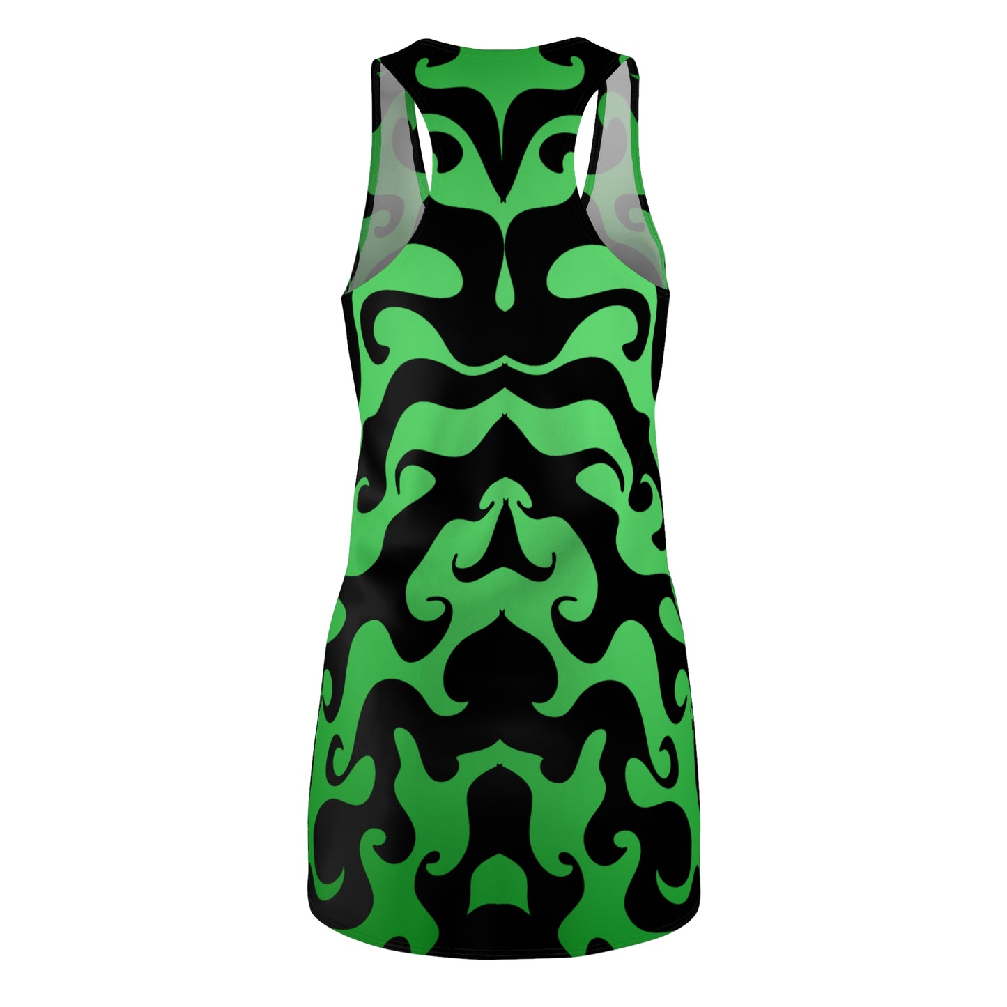 Racerback Kleid mit grafischem Ornamentmuster in Grün-Schwarz